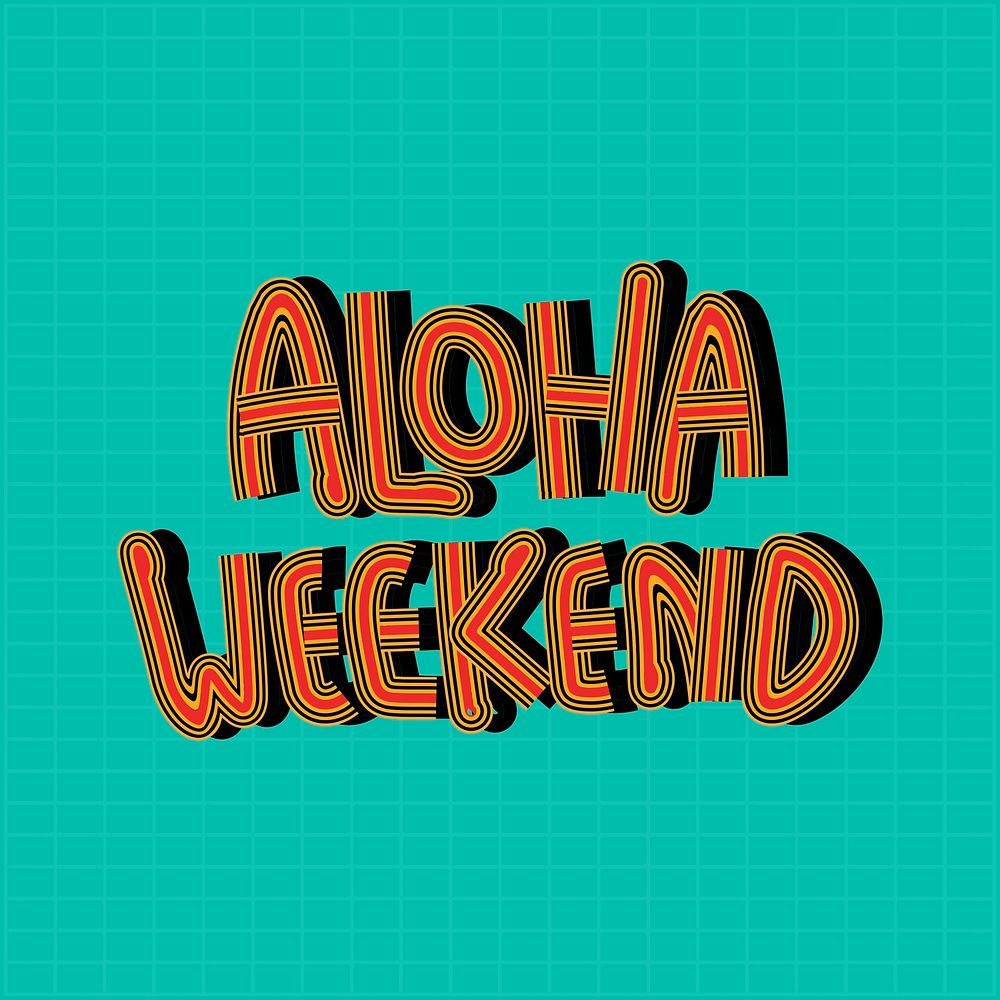 Aloha weekend red and green with grid background
