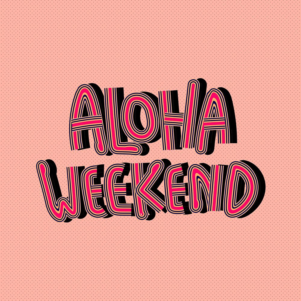 Colorful aloha weekend pink retro illustration