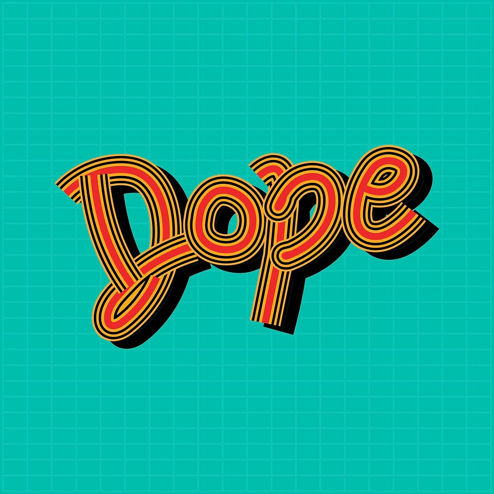 Retro Dope red psd funky typography with green background