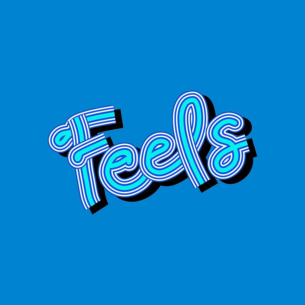 Funky Feels word illustration with blue background