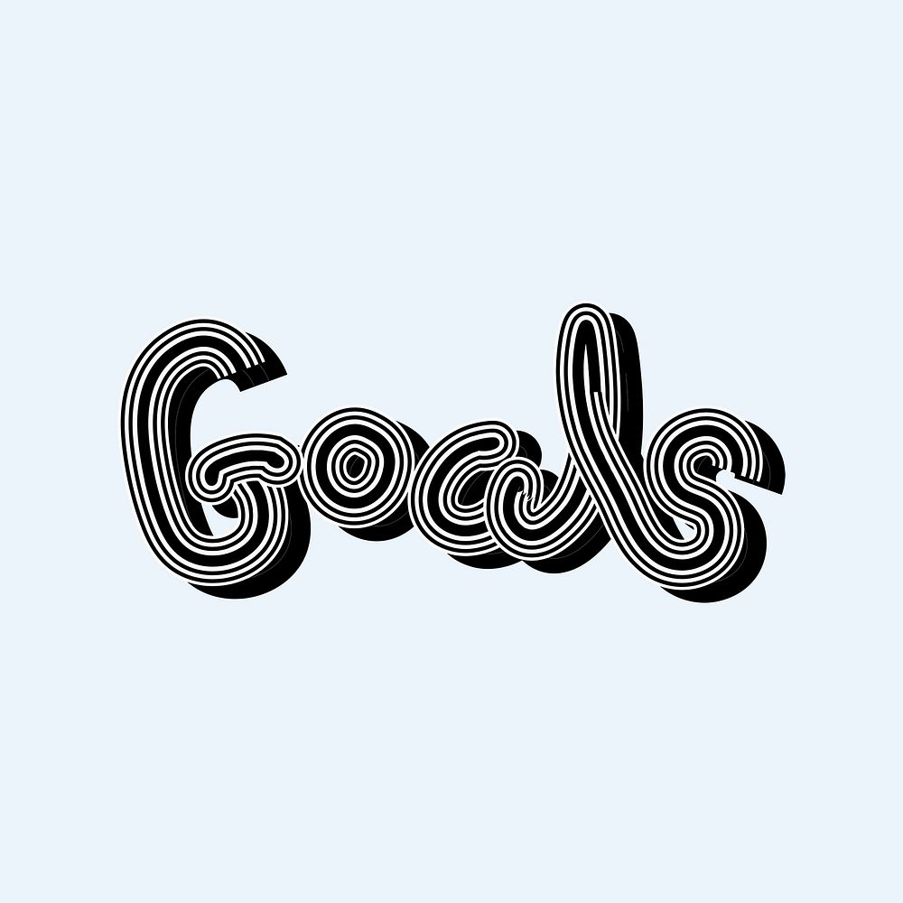Black white and blue Goals word typography 