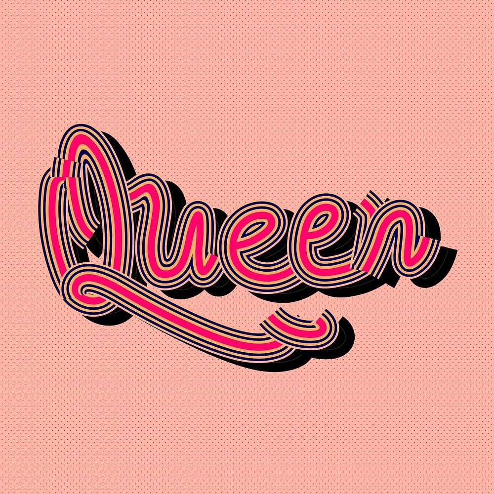 Vintage Queen pink shades cursive font