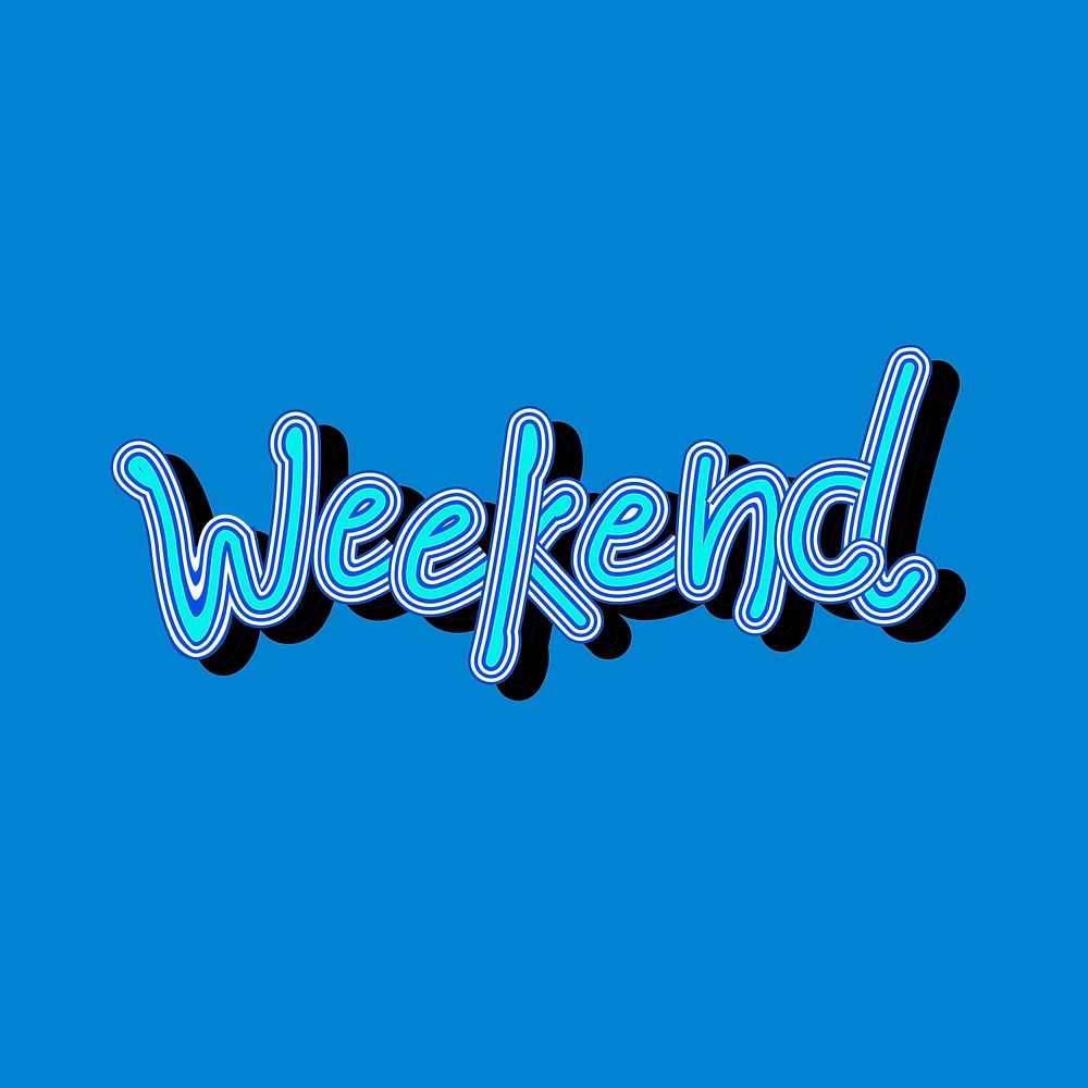 Weekend blue shades retro word illustration