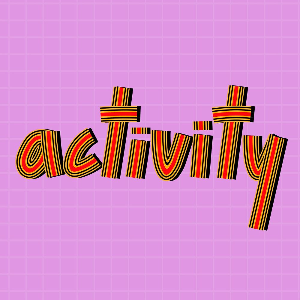 Activity text lettering retro style line font calligraphy