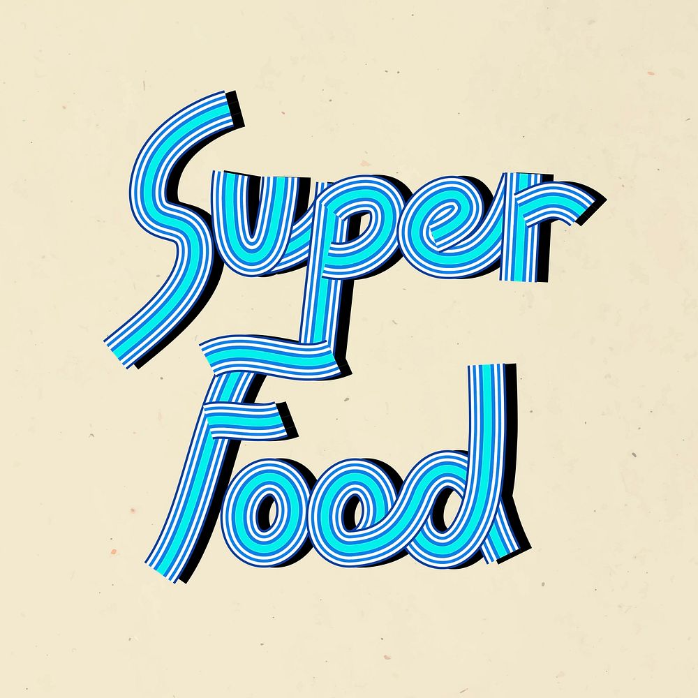 Retro super food doodle text typography