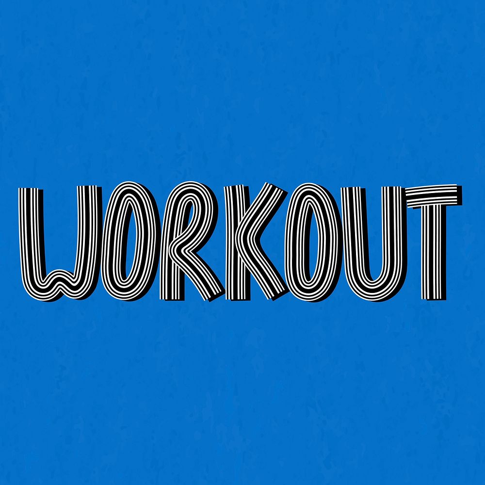 Retro workout lettering concentric effect font typography
