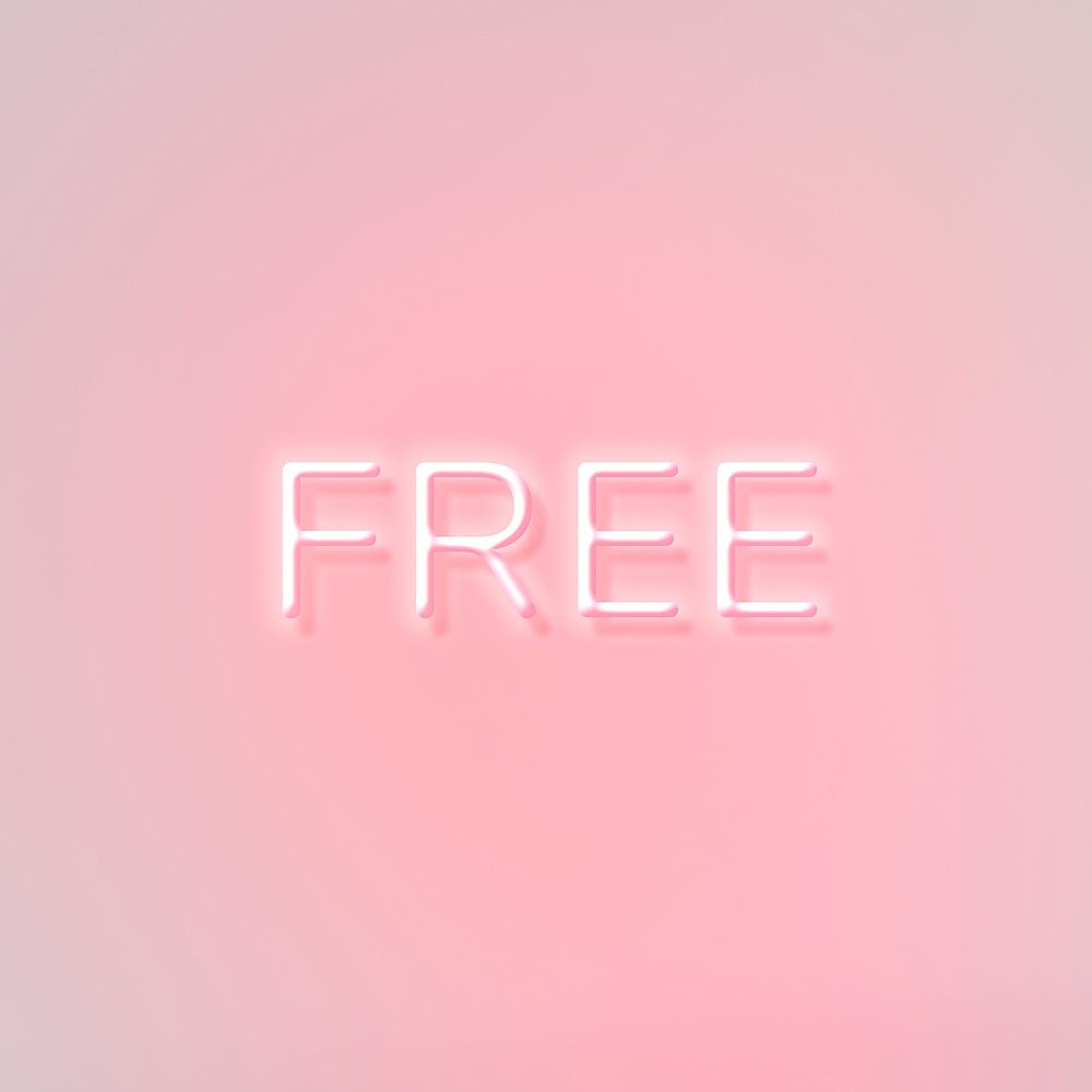 FREE neon word typography on a pink background