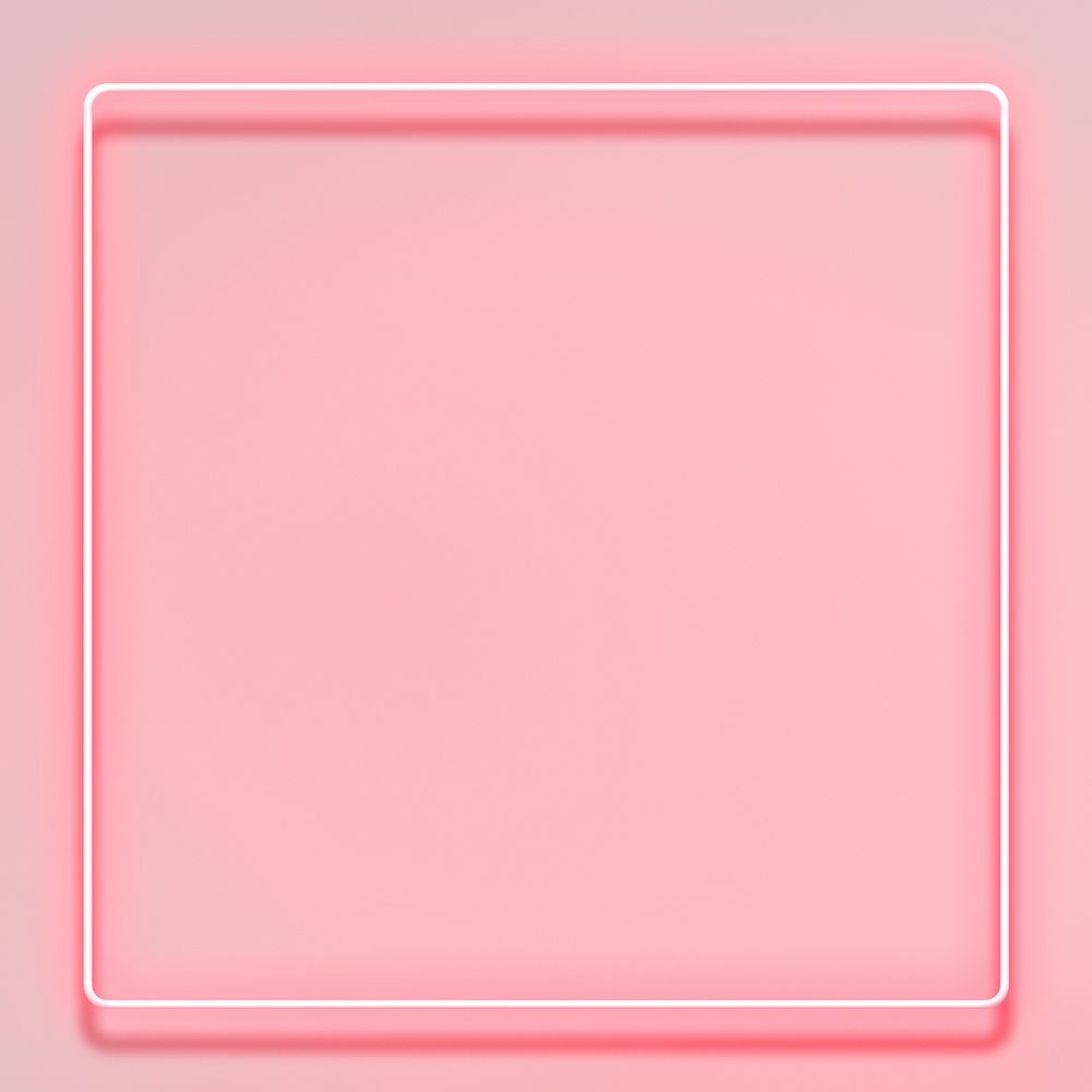 Glowing neon frame on a pink background