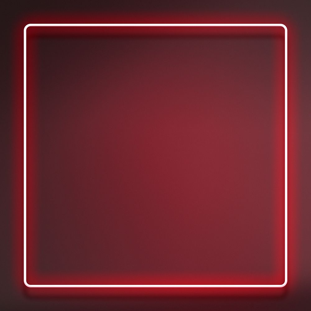 Glowing neon frame on a dark red background