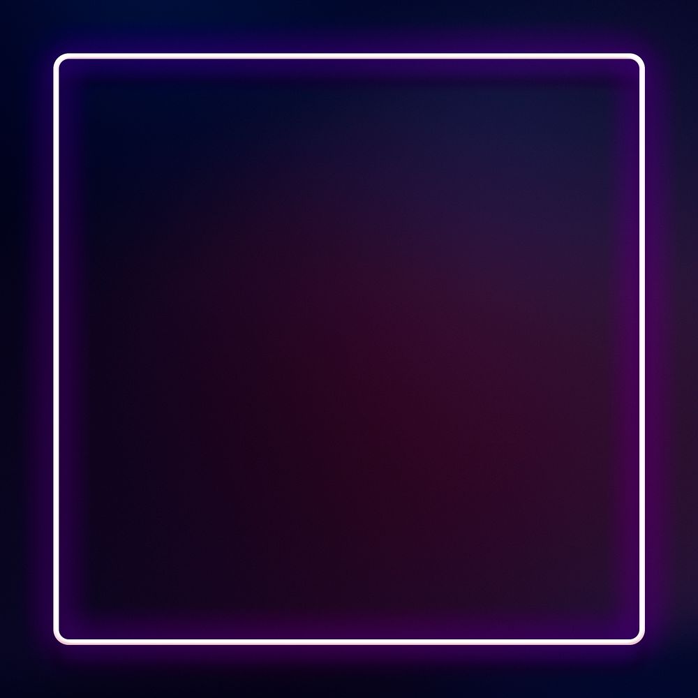 Glowing neon frame on a dark purple background