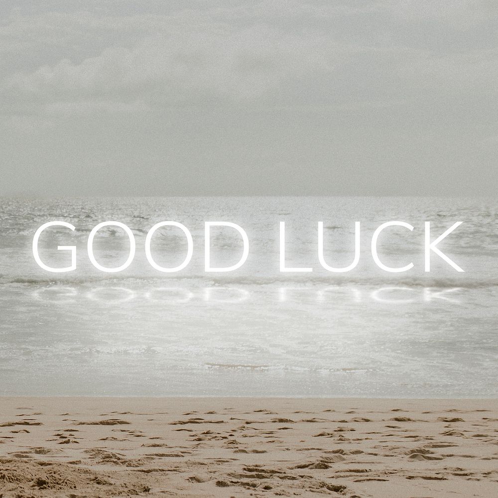 White neon text GOOD LUCK typography