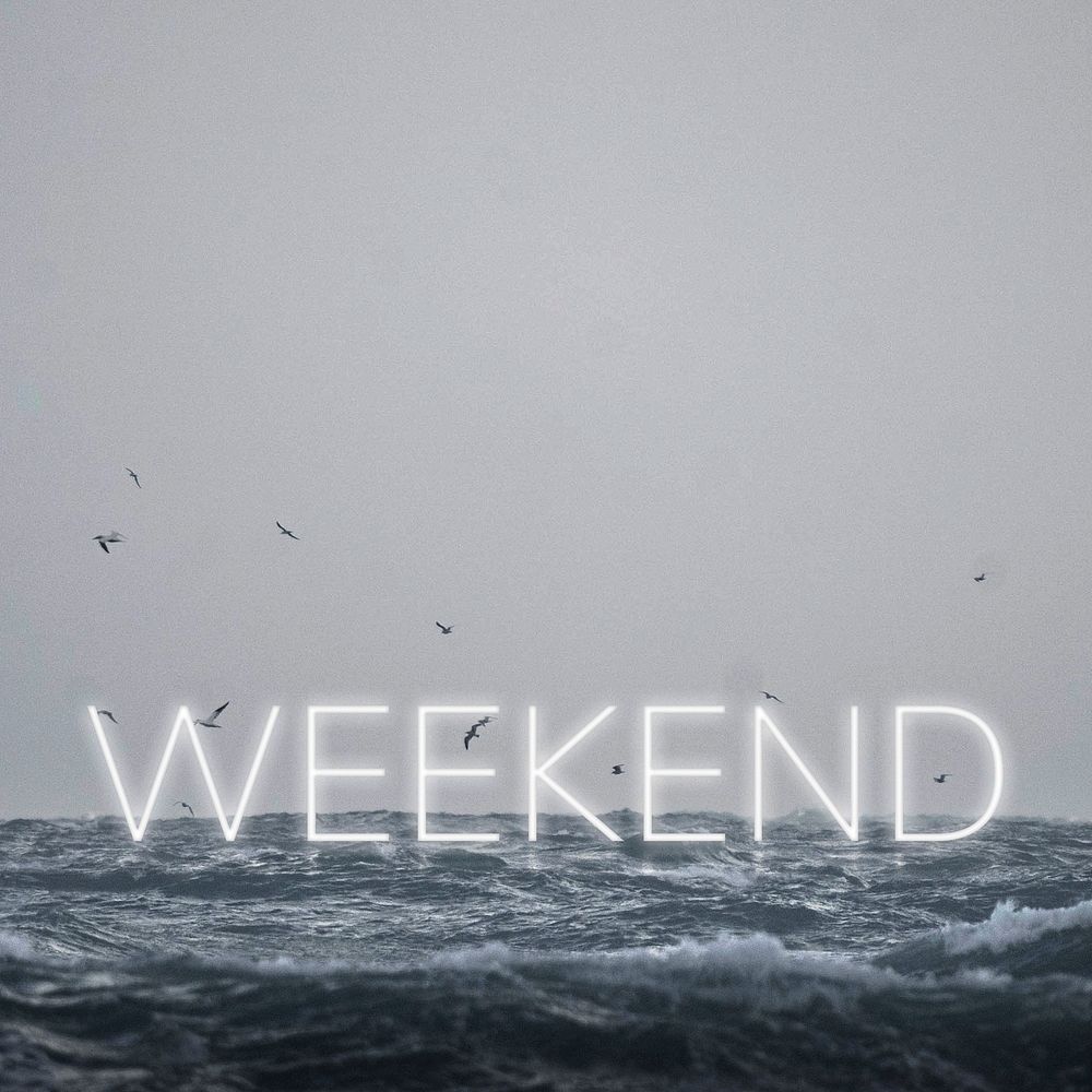 White neon text WEEKEND typography