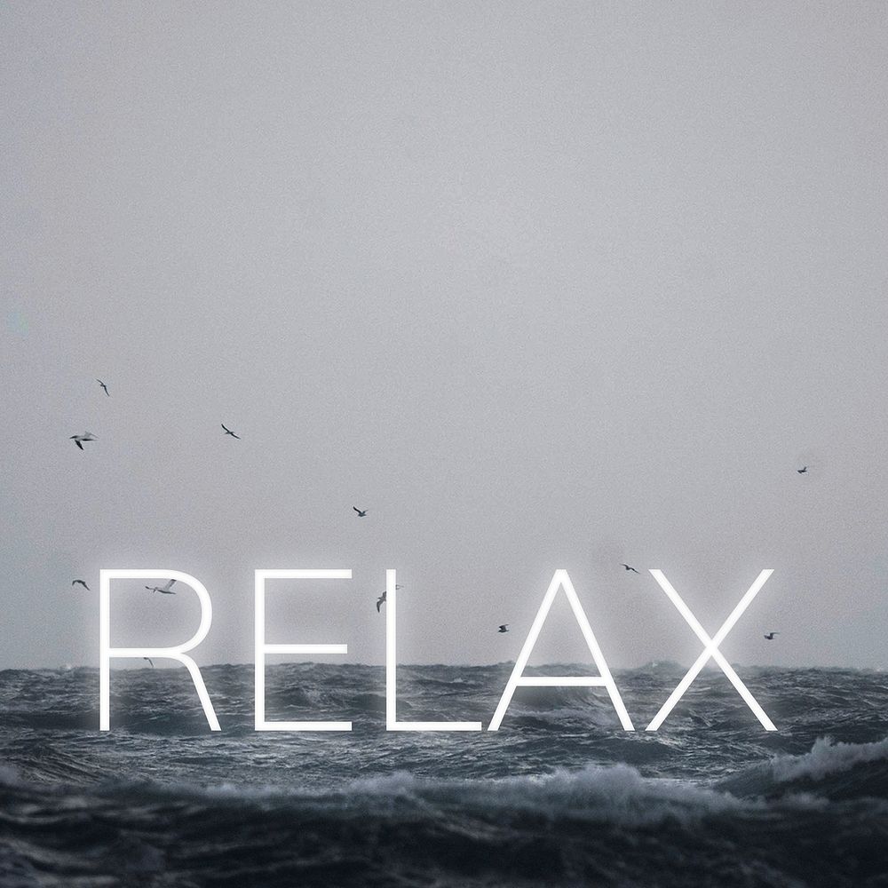 Relax white neon word vector typography