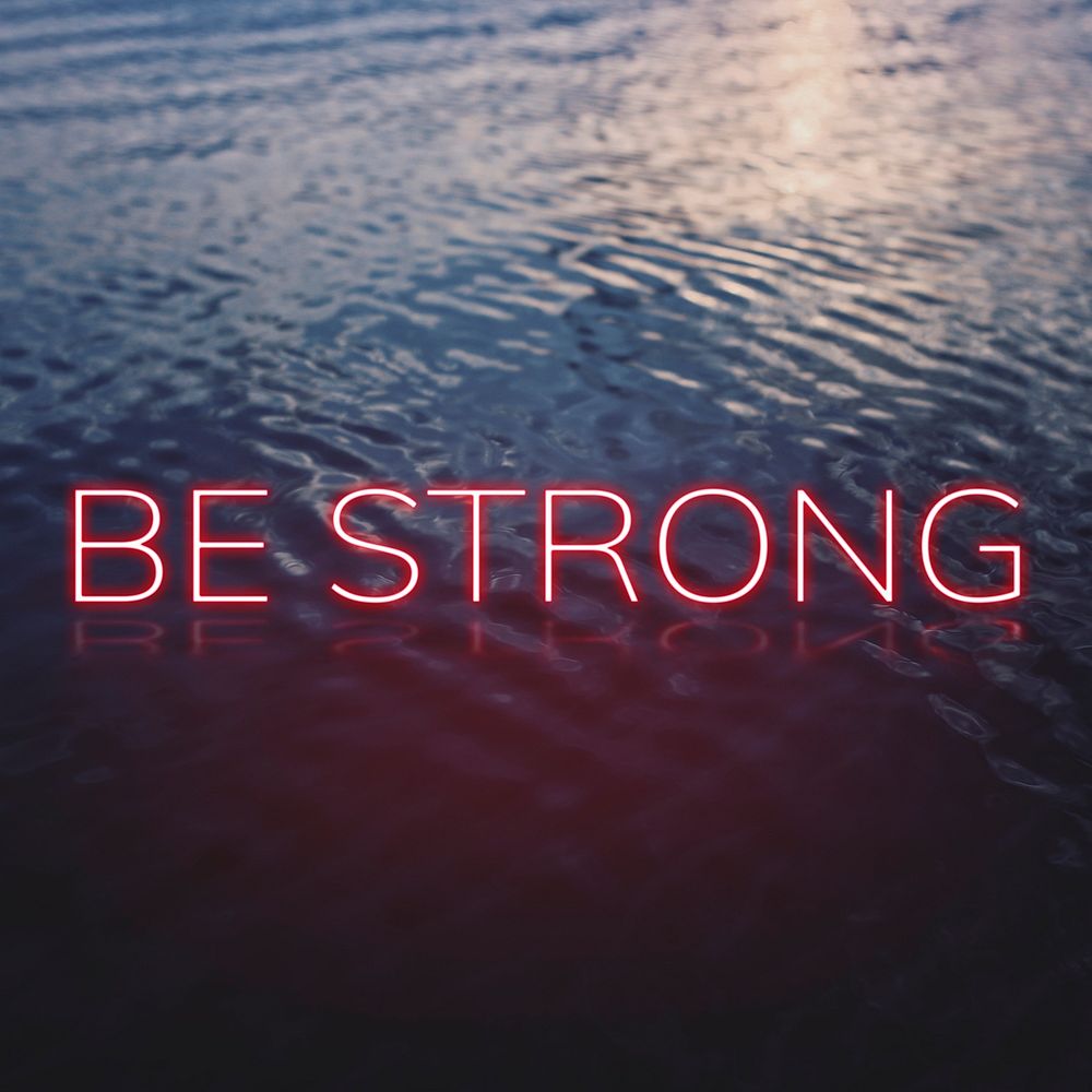 BE STRONG word pink neon typography