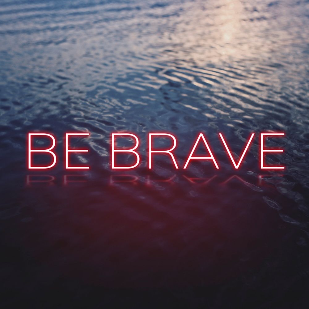 BE BRAVE word pink neon typography