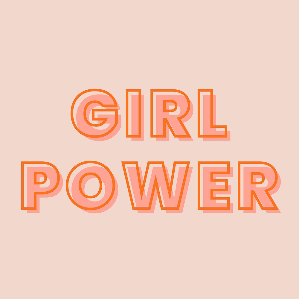 Girl power typography on a pastel peach background vector