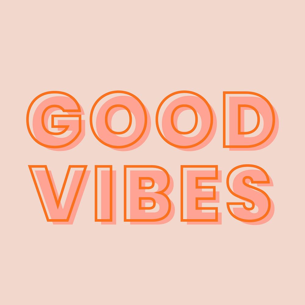 Good vibes typography on a pastel peach background vector