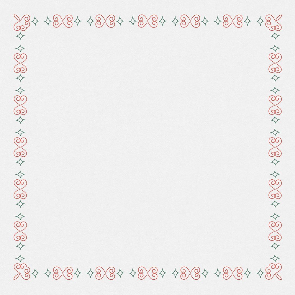 Red and green vintage frame element on a gray background