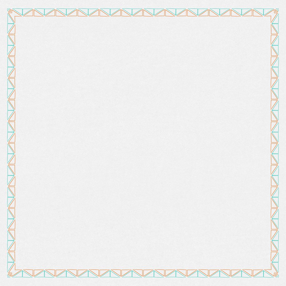 Square green and yellow triangle patterned frame element on a gray background