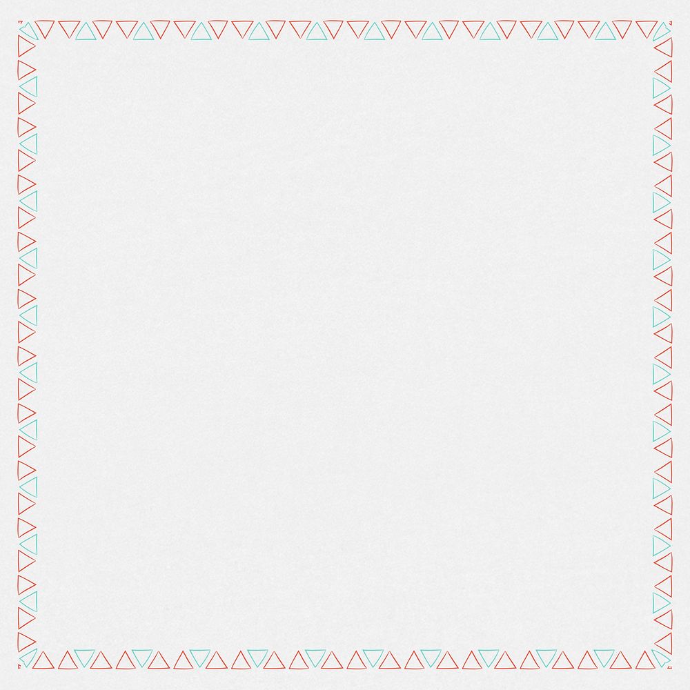 Square green and red triangle patterned frame element on a gray background