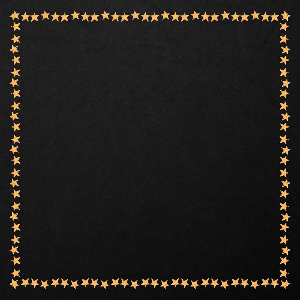 Gold starry frame element on a black background