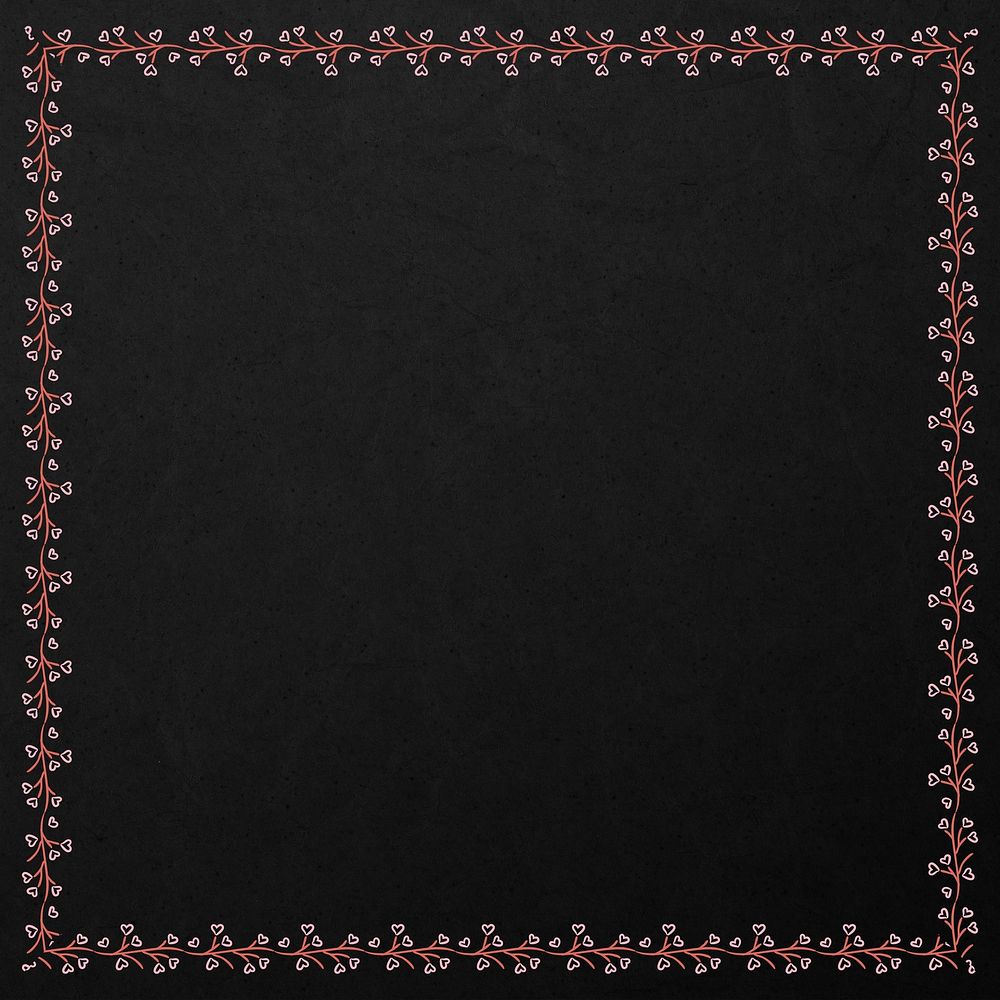 Pink flower frame element on a black background