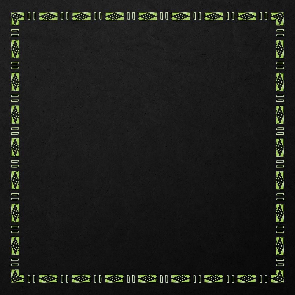 Green ethnic frame element on a black background