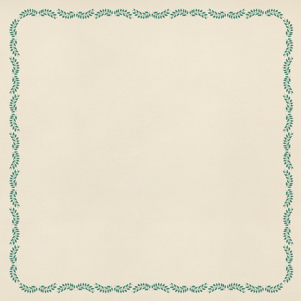 Green leaf ornamental frame on a beige background design element