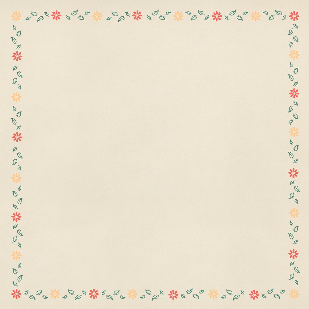 Summer flower frame on a beige background design element