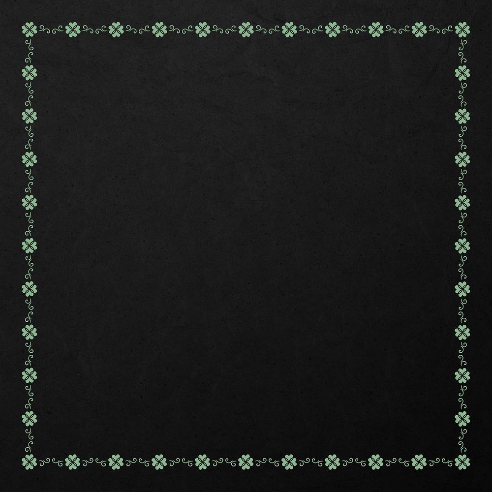 Green floral frame on a black background design element