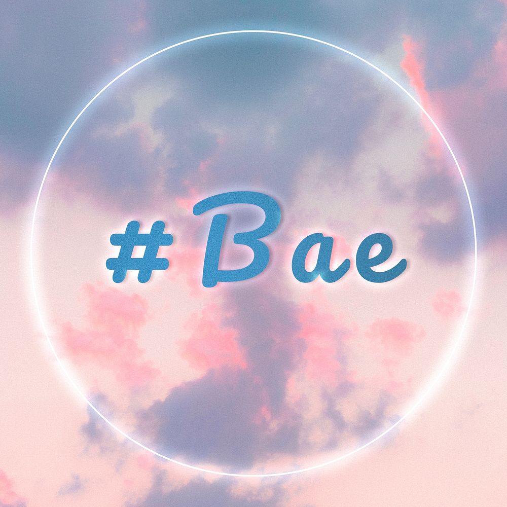 #Bae neon blue glow typography