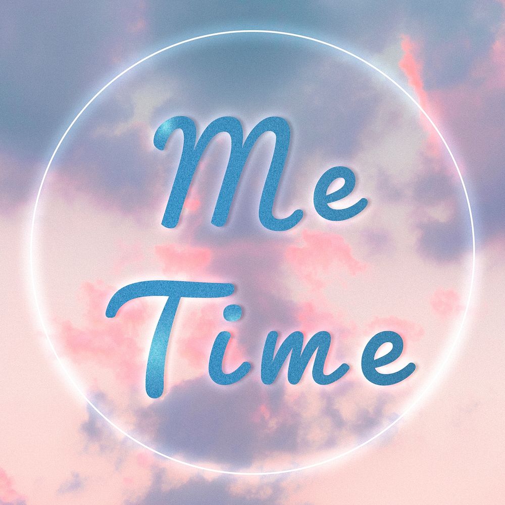 Me time blue neon glow typography