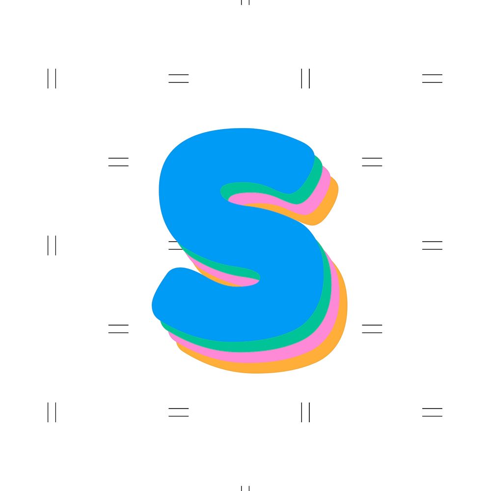 3D shade s alphabet rounded font