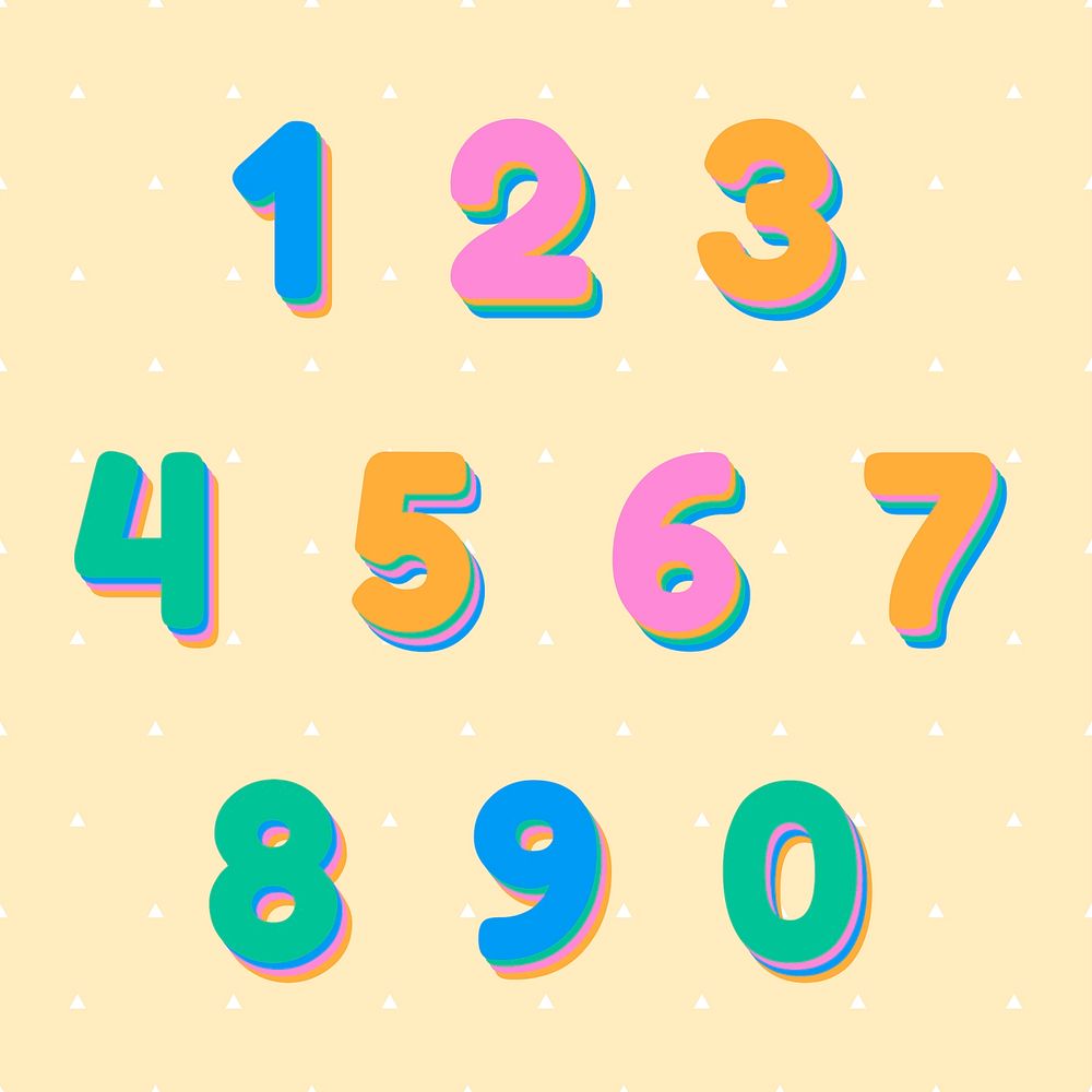 Psd number collection colorful font