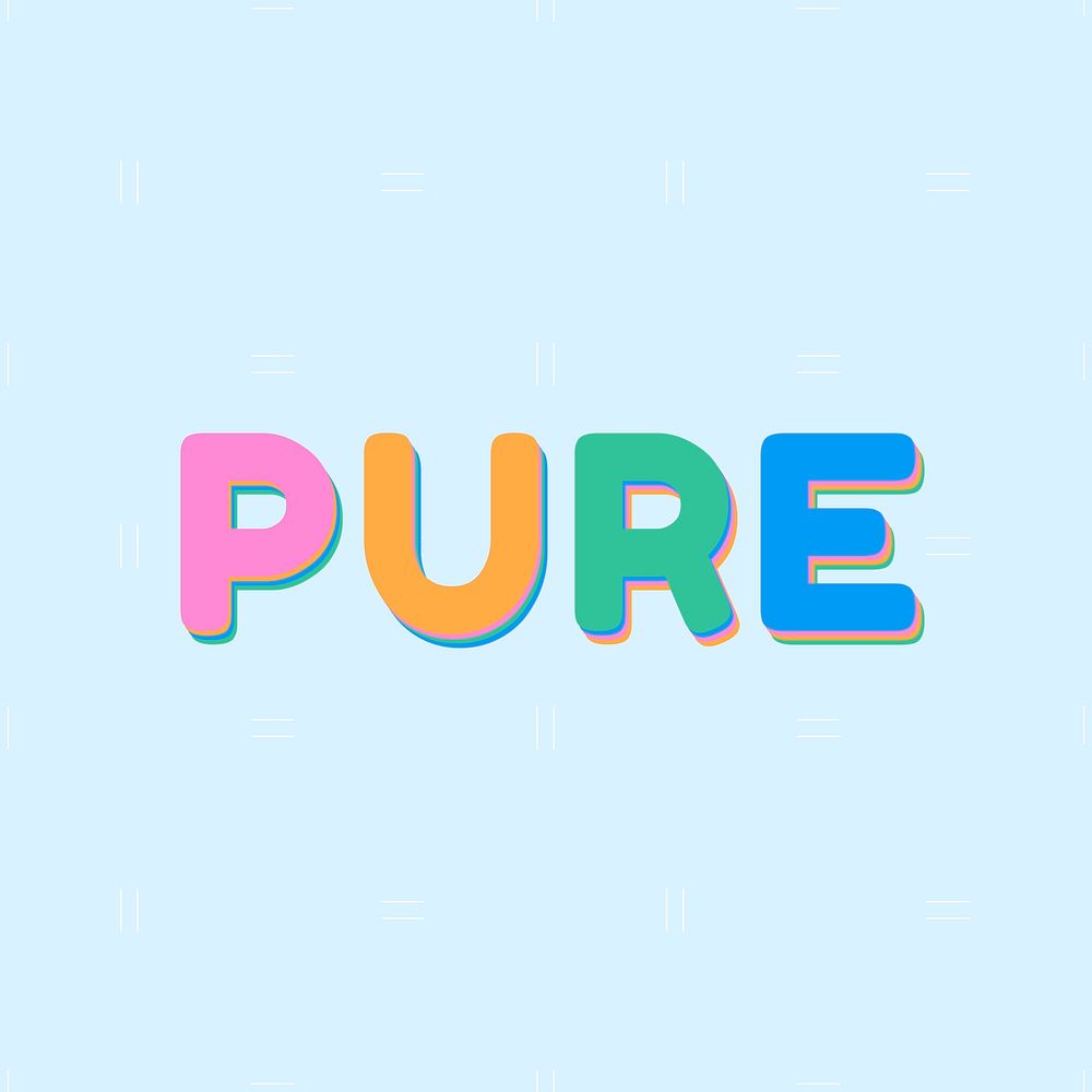 Pure letter pastel colored rounded font illustration