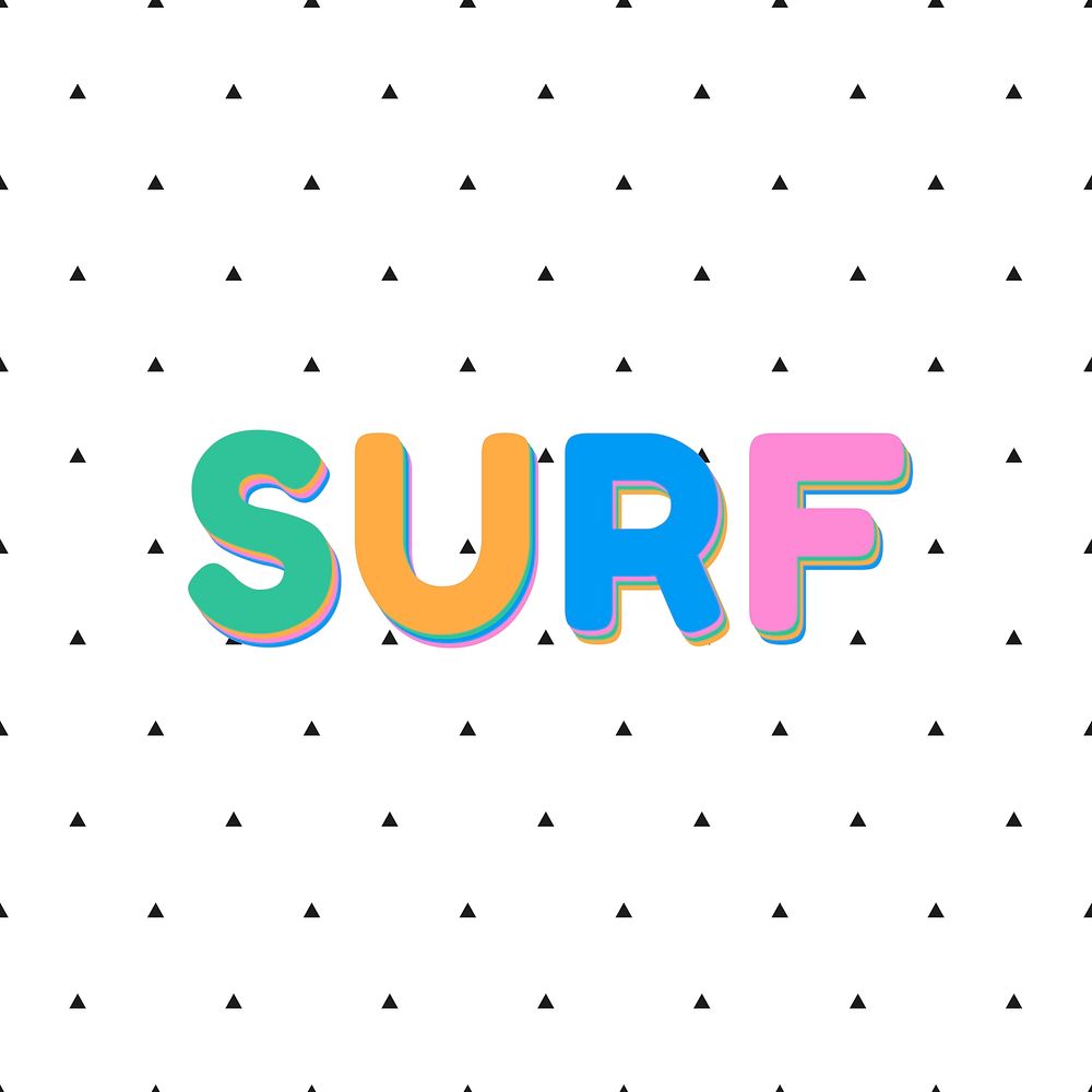 Surf colorful rounded font typography illustration 
