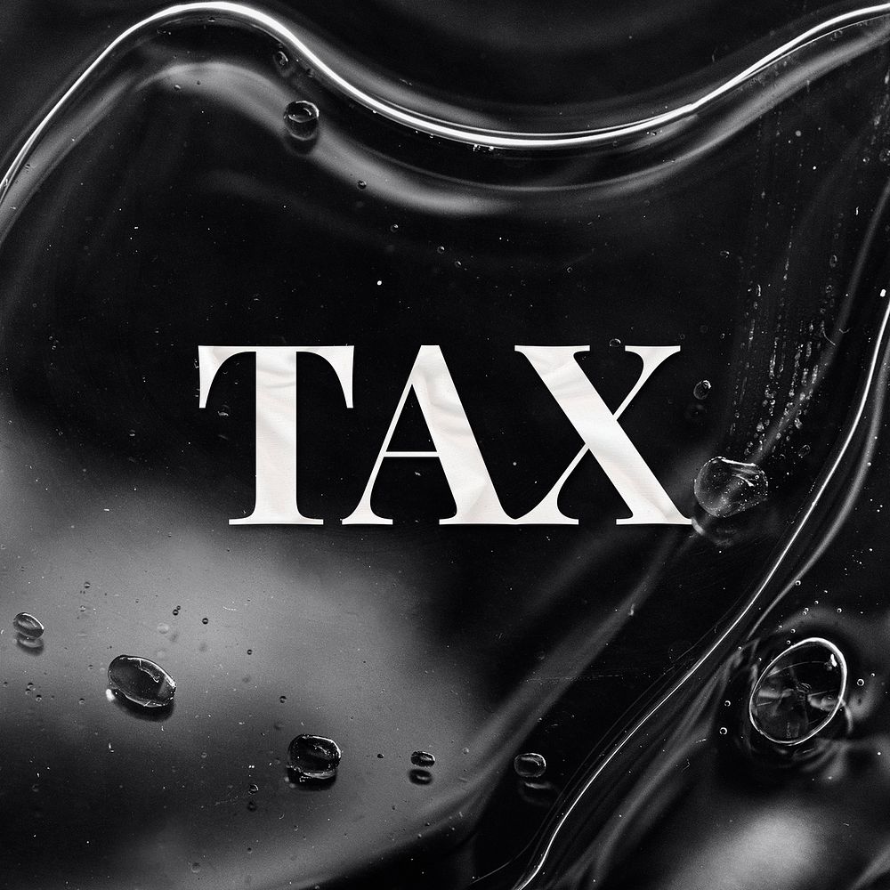 Tax word lettering font black liquid