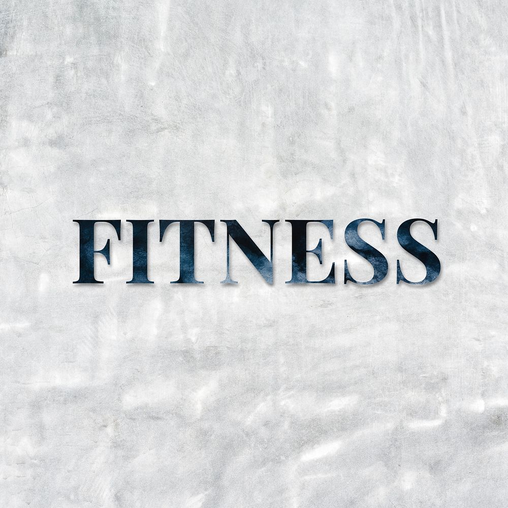 Fitness word art lettering typography on gray