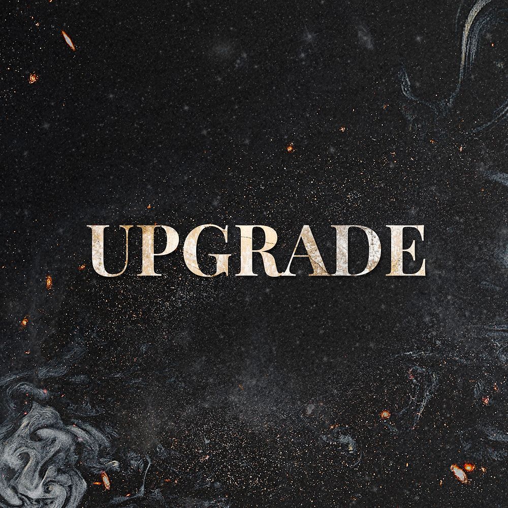 Gold upgrade word lettering typography