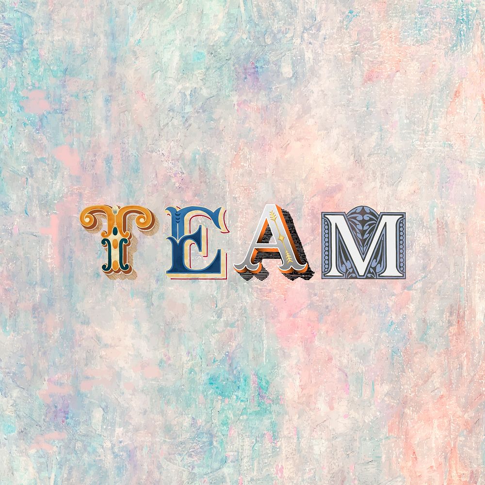 Team word western font typography