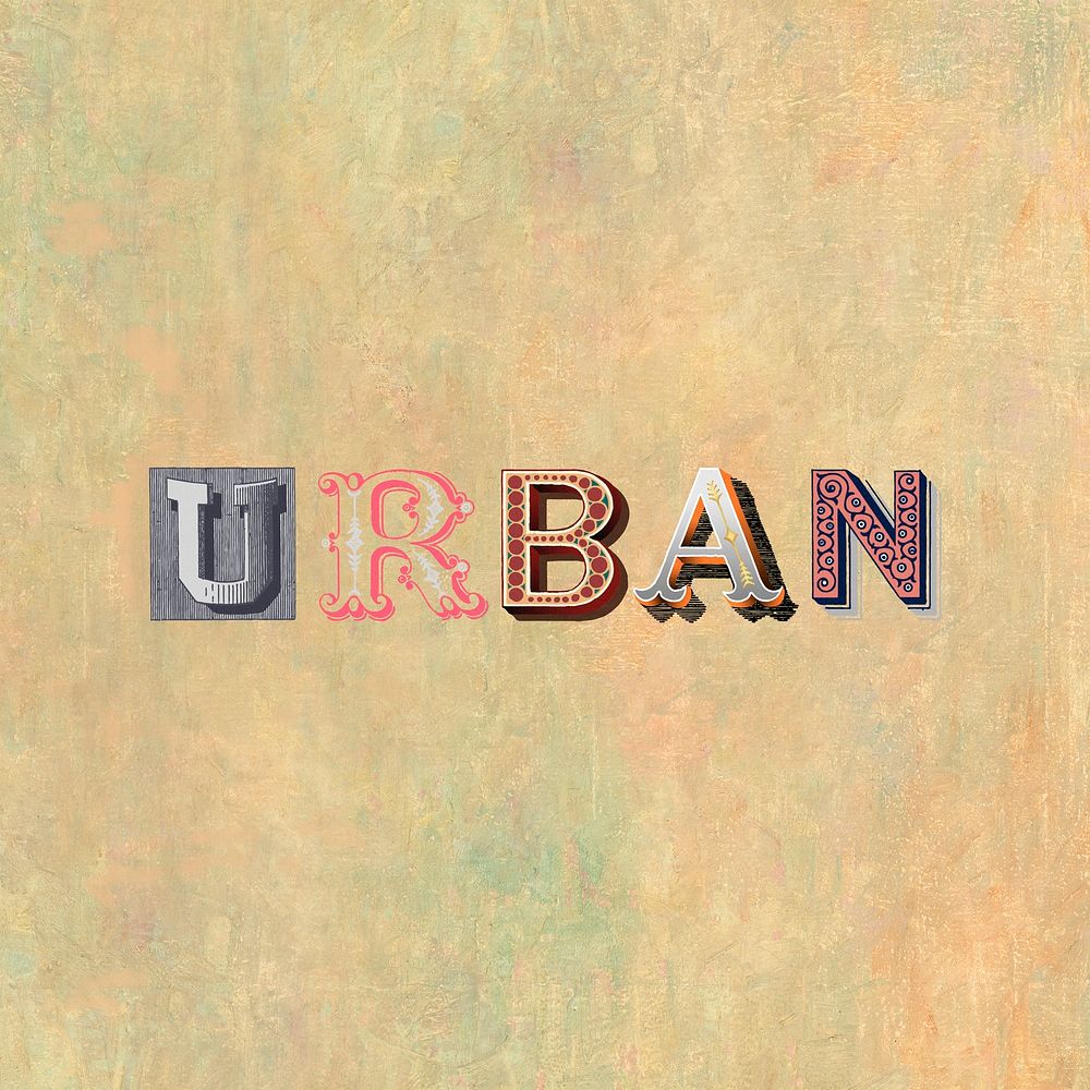 Urban word western font typography