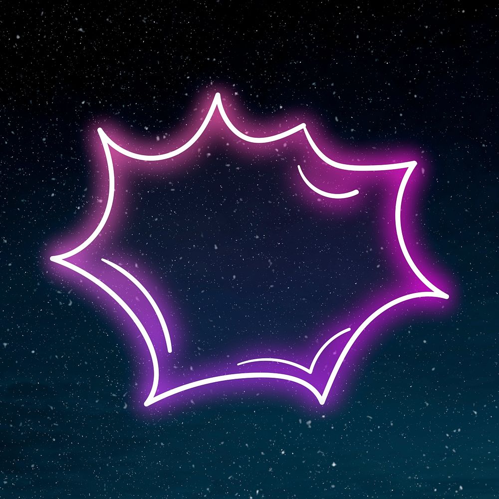 Glowing speech balloon on starry background