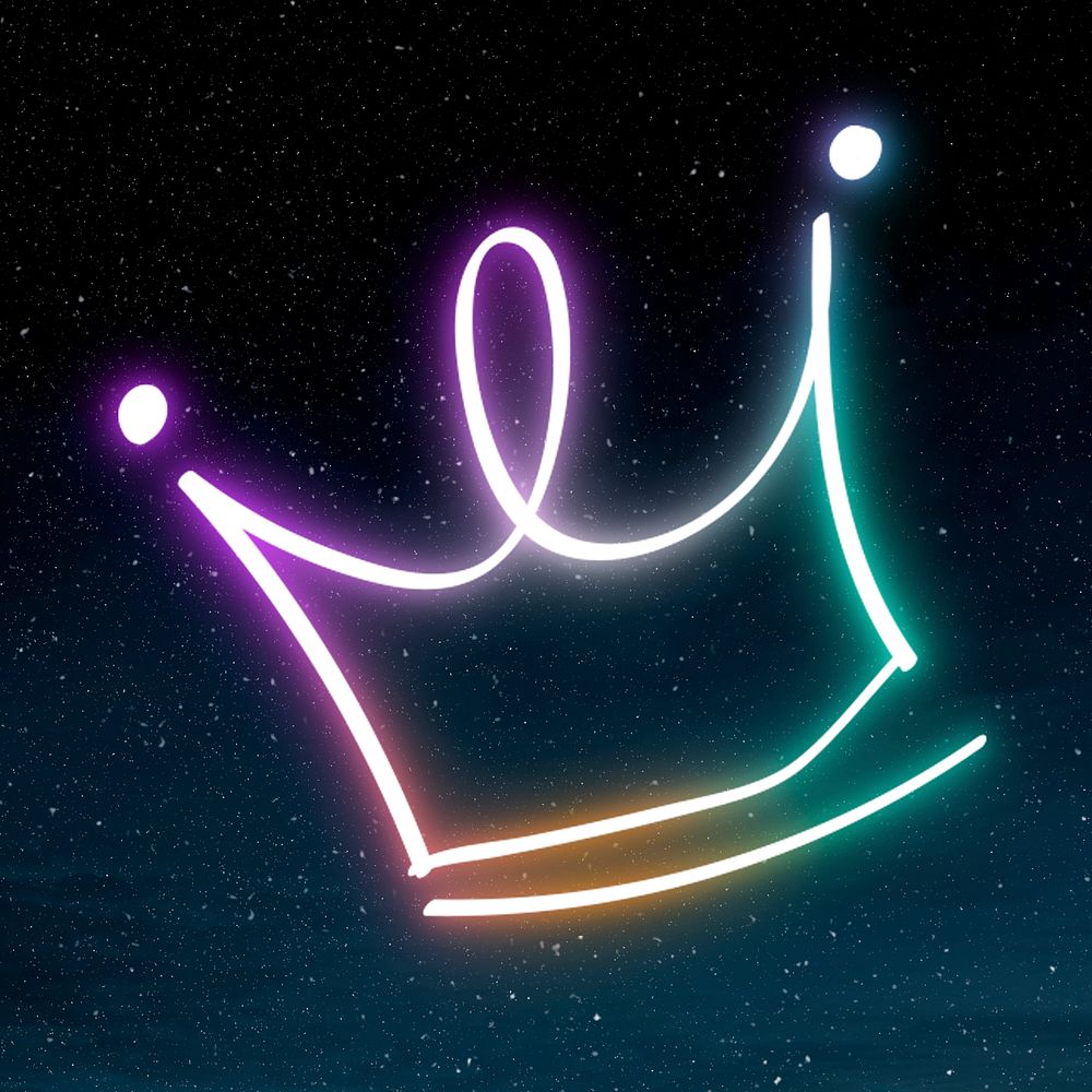 Neon rainbow crown psd doodle