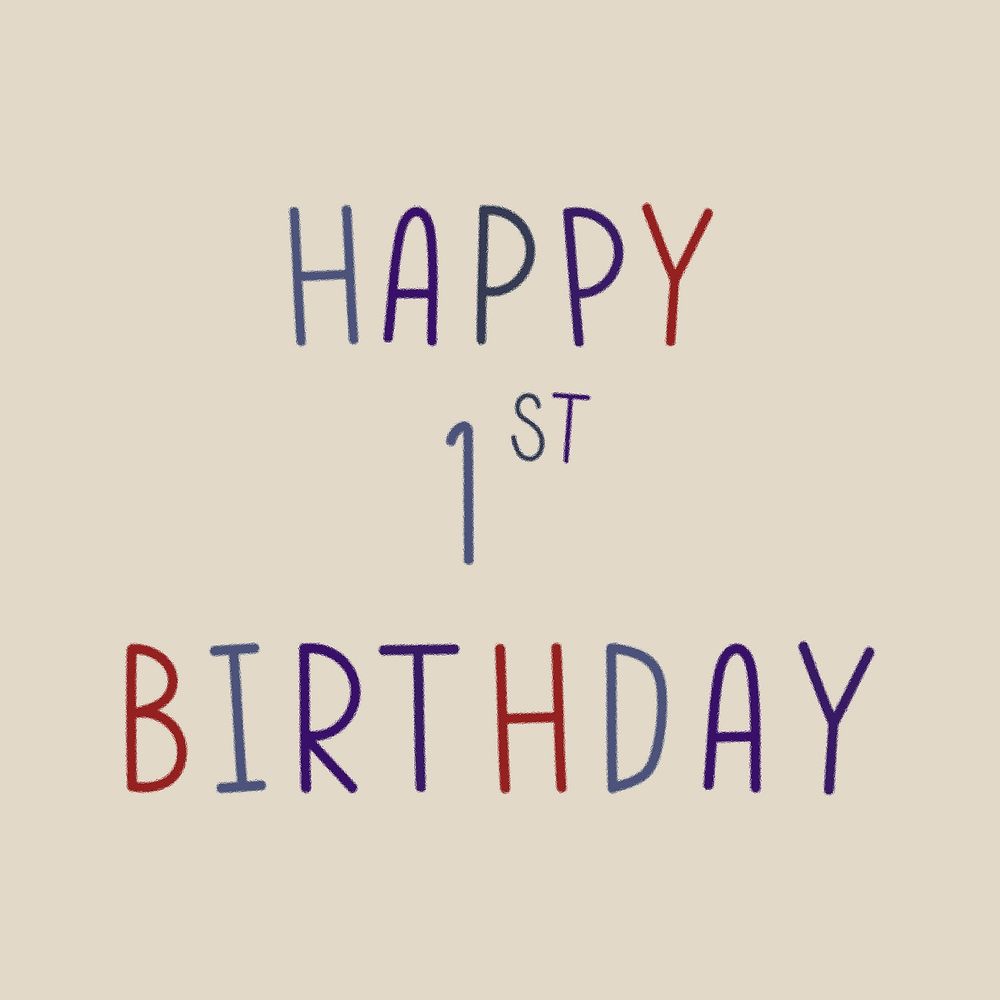 Happy 1st birthday colorful typography 