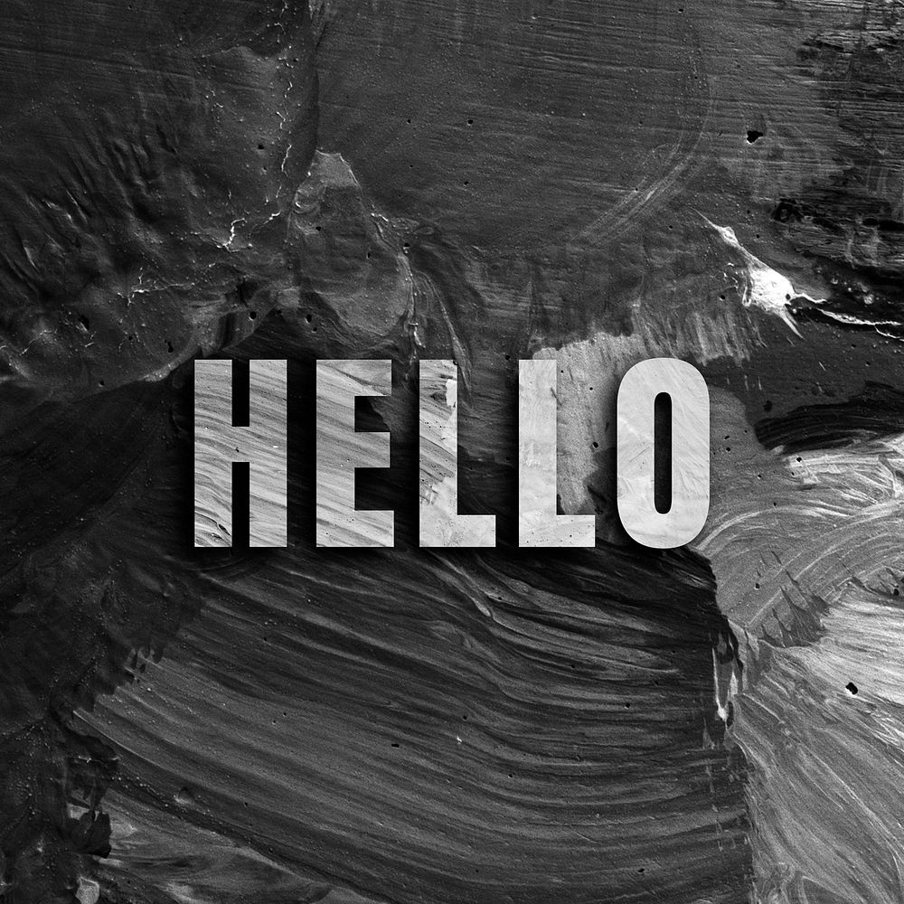 Hello uppercase letters typography on brush stroke background