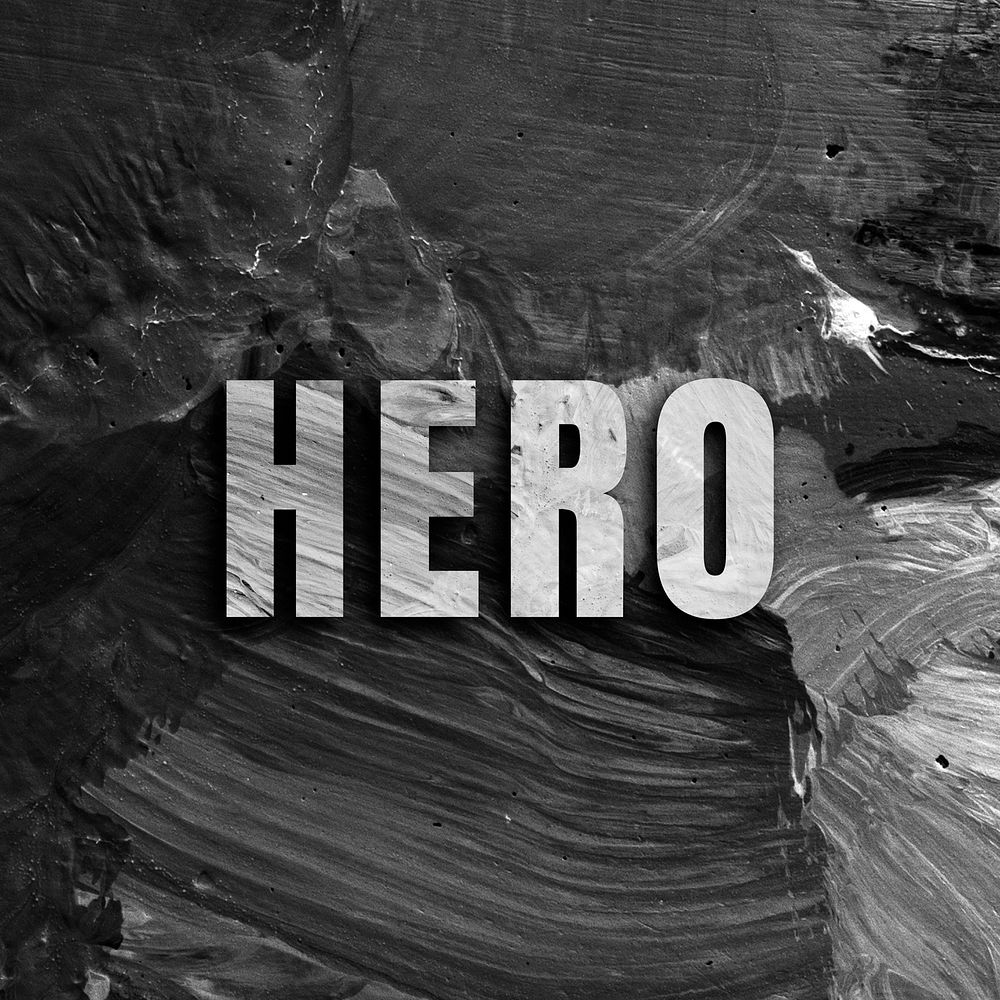 Hero uppercase letters typography on brush stroke background