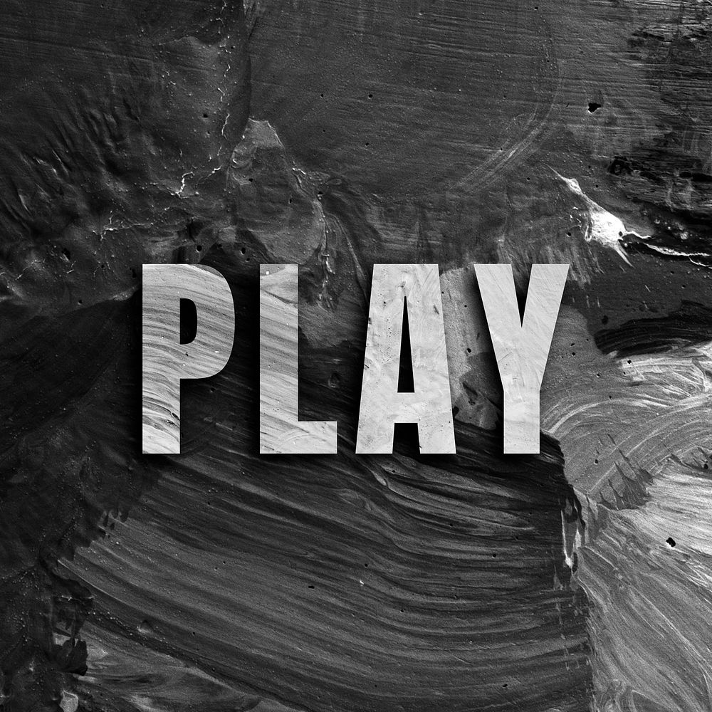 Play uppercase letters typography on brush stroke background