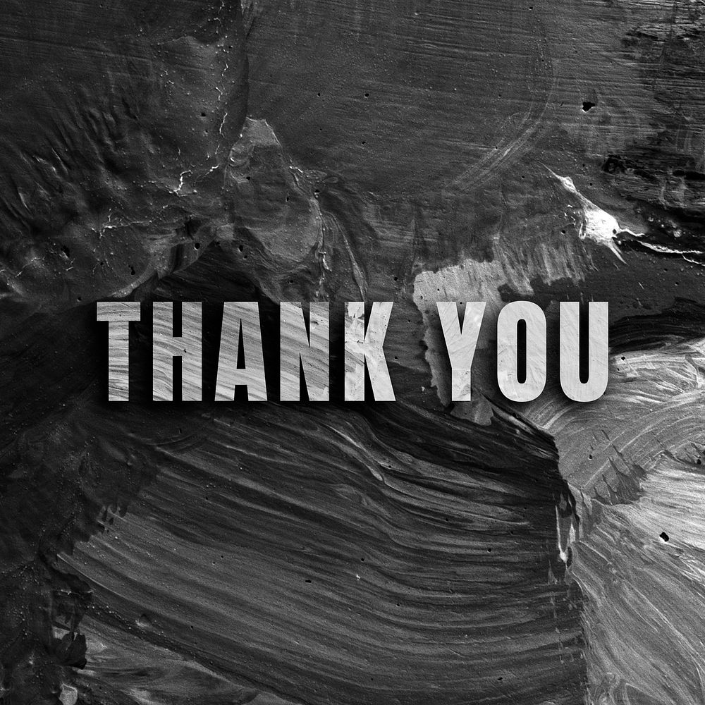Thank you uppercase letters typography on brush stroke background