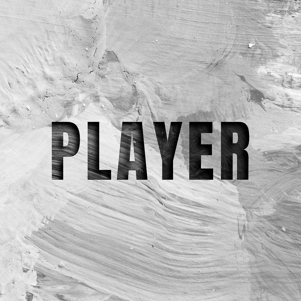 Player uppercase letters typography on brush stroke background