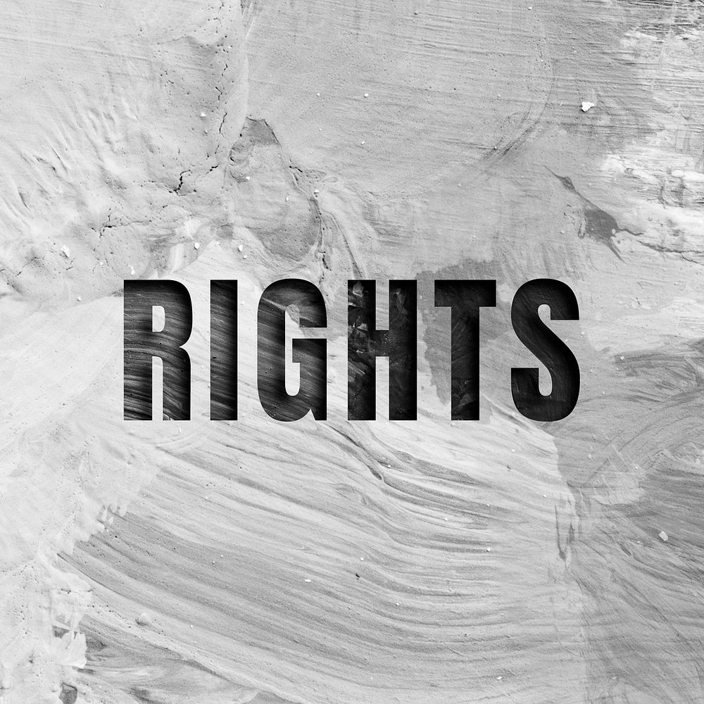 Rights uppercase letters typography on brush stroke background